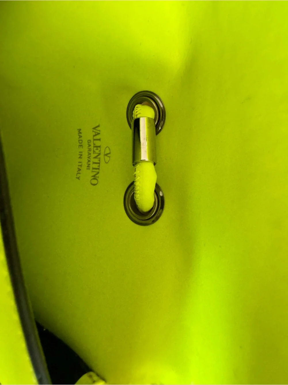 Valentino Garavani VLTN Neon Yellow Leather Phone Pouch Crossbody Bag